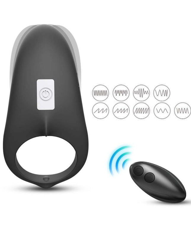 ARMONY - ANELLO VIBRATORE SHARK PER TELECOMANDO DI COPPIA NERO