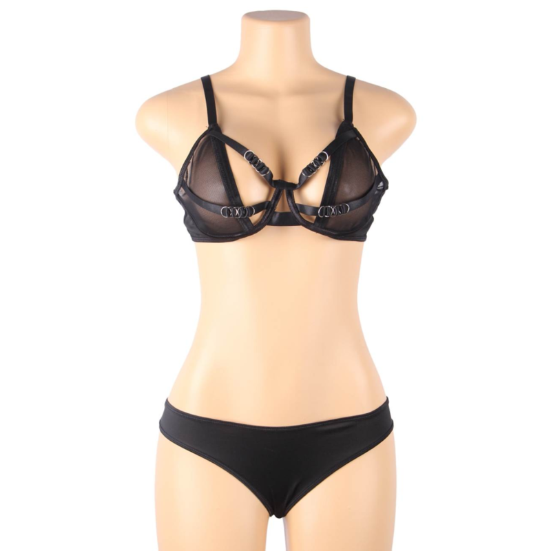 SUBBLIME - SET DUE PEZZI DI REGGISENO TRASPARENTE E STRISCE S/M