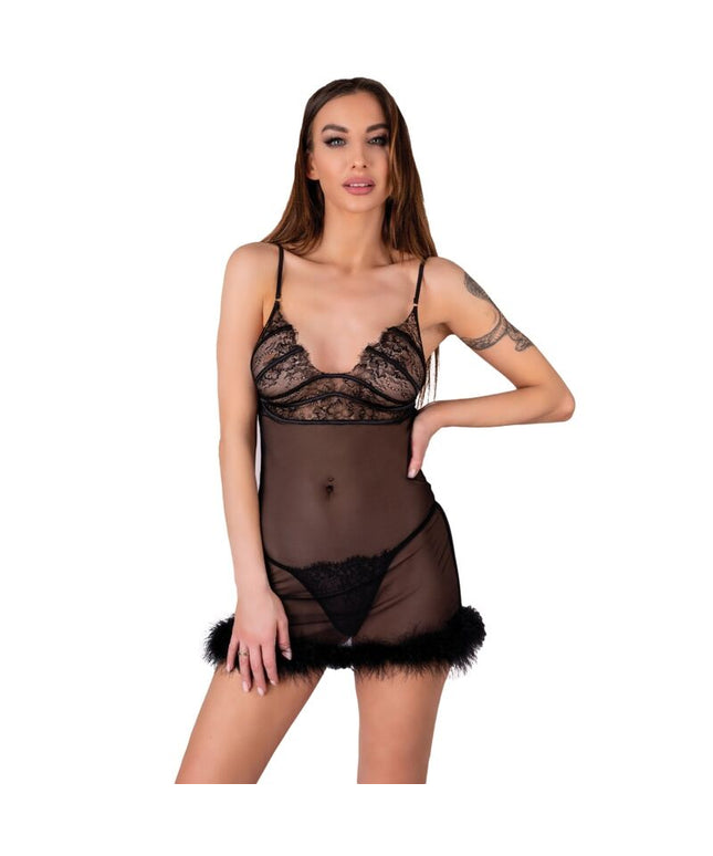 LIVCO CORSETTI FASHION - SET ZERUNAM BABYDOLL + PERIZOMA NERO