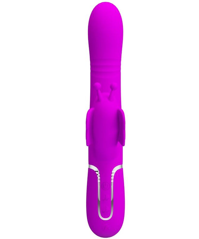 PRETTY LOVE - VIBRATORE MULTIFUNZIONE RABBIT 4 IN 1 FARFALLA FUCSIA