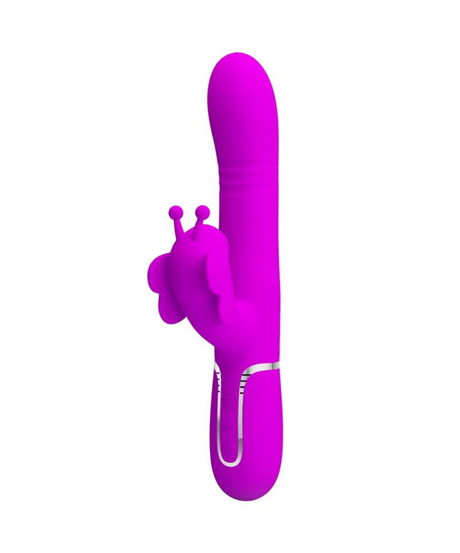 PRETTY LOVE - VIBRATORE MULTIFUNZIONE RABBIT 4 IN 1 FARFALLA FUCSIA