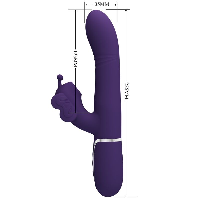 PRETTY LOVE - VIBRATORE MULTIFUNZIONE RABBIT 4 IN 1 FARFALLA VIOLA