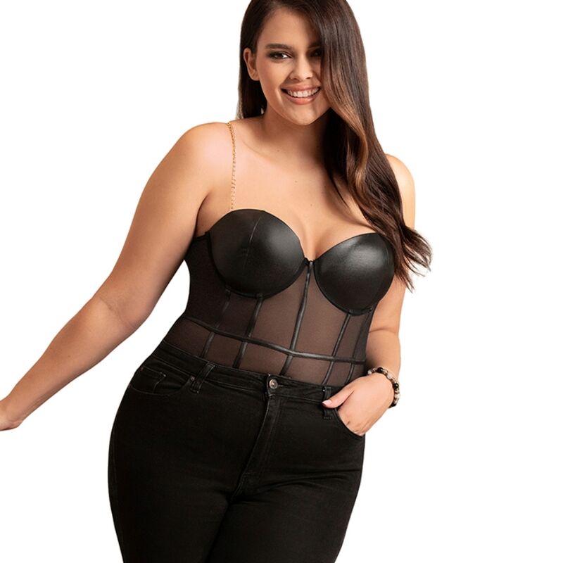 SUBBLIME - BODY CON BRETELLE A CATENA NERA S/M