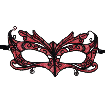QUEEN LINGERIE - MASCHERA IN PIZZO CON DETTAGLI ROSSI