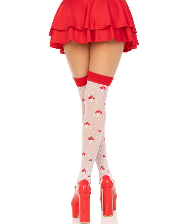 LEG AVENUE - CALZINI A FUNGO ROSSO/BIANCO