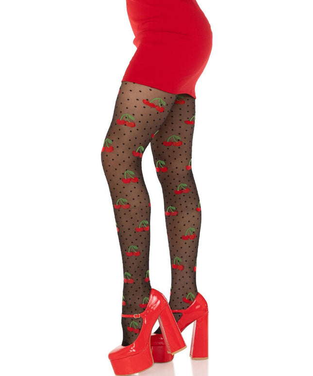 LEG AVENUE - CALZE BLACK CHERRY MOLES