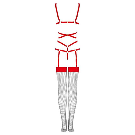 LIVCO CORSETTI FASHION - THIARA LC 20213 SET BODY + CALZE ROSSO S/M