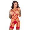 LIVCO CORSETTI FASHION - THIARA LC 20213 SET BODY + CALZE ROSSO S/M