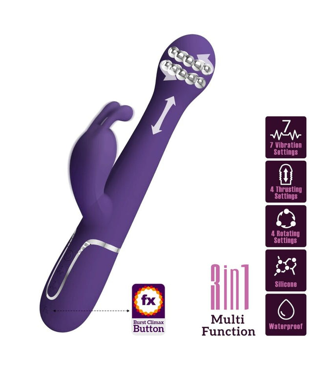 PRETTY LOVE - DEJON VIBRATORE RABBIT 3 IN 1 MULTIFUNZIONE VIOLA