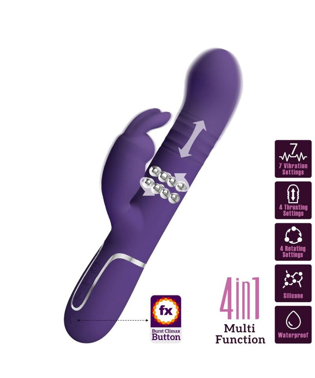 PRETTY LOVE - COALE VIBRATORE CONIGLIO CARBONE 4 EN 1 VIOLA