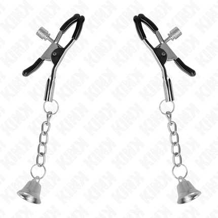 KINK - MORSETTI PER CAPEZZOLI CON CIONDOLO CAMPANELLA IN ARGENTO 6 CM