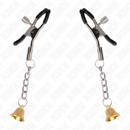 KINK - MORSETTI PER CAPEzzoli CON PENDENTE CAMPANELLA IN ORO 6 CM