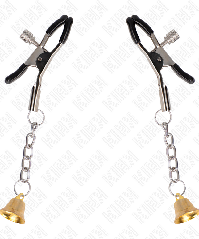 KINK - MORSETTI PER CAPEzzoli CON PENDENTE CAMPANELLA IN ORO 6 CM