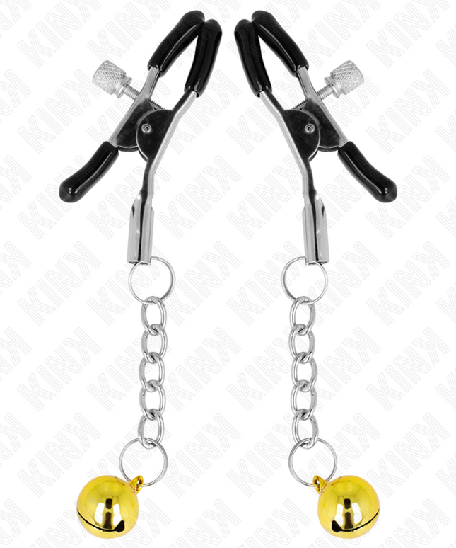 KINK - MORSETTI PER CAPEZZOLI CON PENDENTE JINGLE BELL ORO 6 CM