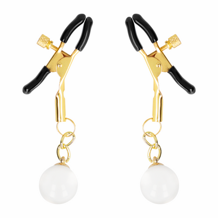 KINK - MORSETTI PER CAPEZZOLI CON PERLINE DI VETRO ORO 6 CM