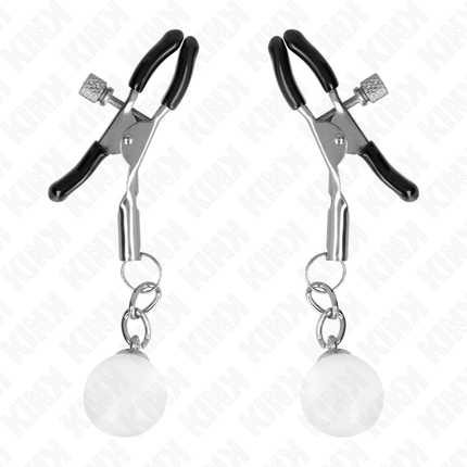 KINK - MORSETTI PER CAPEZZOLI PERLINE DI VETRO ARGENTO 6 CM