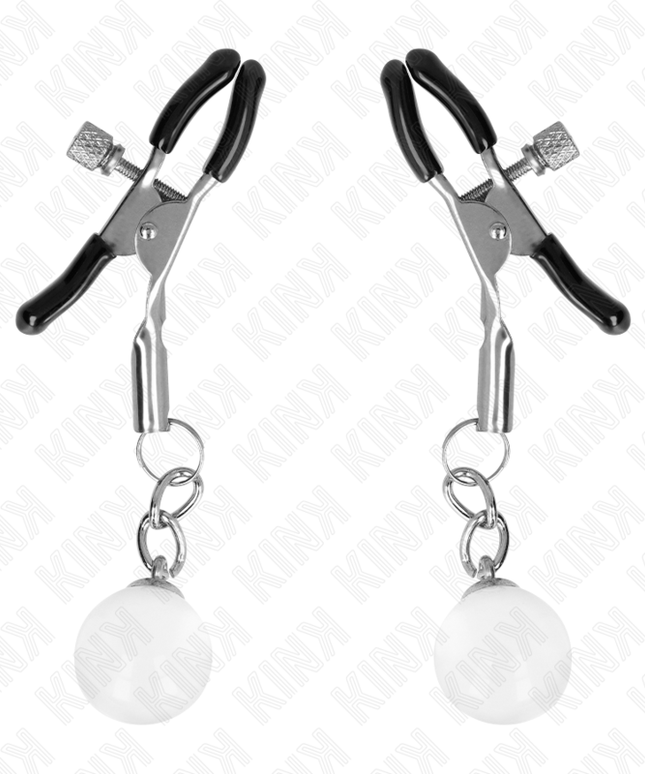 KINK - MORSETTI PER CAPEZZOLI PERLINE DI VETRO ARGENTO 6 CM