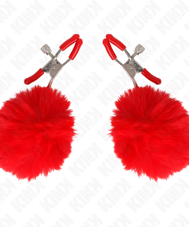 KINK - PINZA PER CAPEZZOLI CON SFERA IN ECOPELLICCIA ROSSO 6 CM