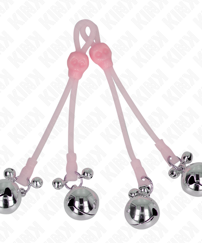 KINK - PINZE PER CAPEZZOLI TESCHIO LUMINOSO CON ANELLO CAMPANELLI REGOLABILI ROSA/ARGENTO