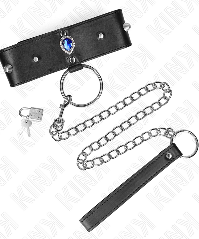 KINK - COLLANA 65 CM CON CINTURINO CON DIAMANTI BLU REGOLABILE 36-43 CM X 5 CM