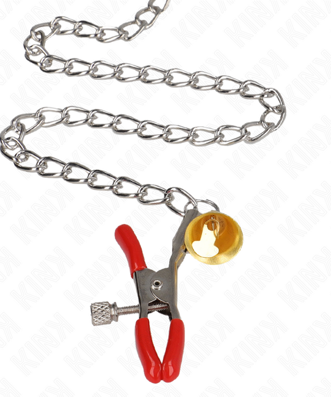 KINK - MORSETTI PER CAPEZZOLI TRIPLI E CLIT ROSSO CON CATENA 30 CM