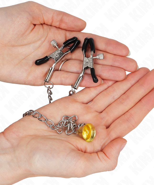 KINK - PINZE PER CAPEZZOLI A CATENA CON PENDENTE IN CORNO 30 CM