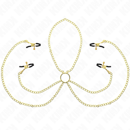 KINK - 4 MORSETTI PER CAPEZZOLI E CLIT REGOLABILI ORO