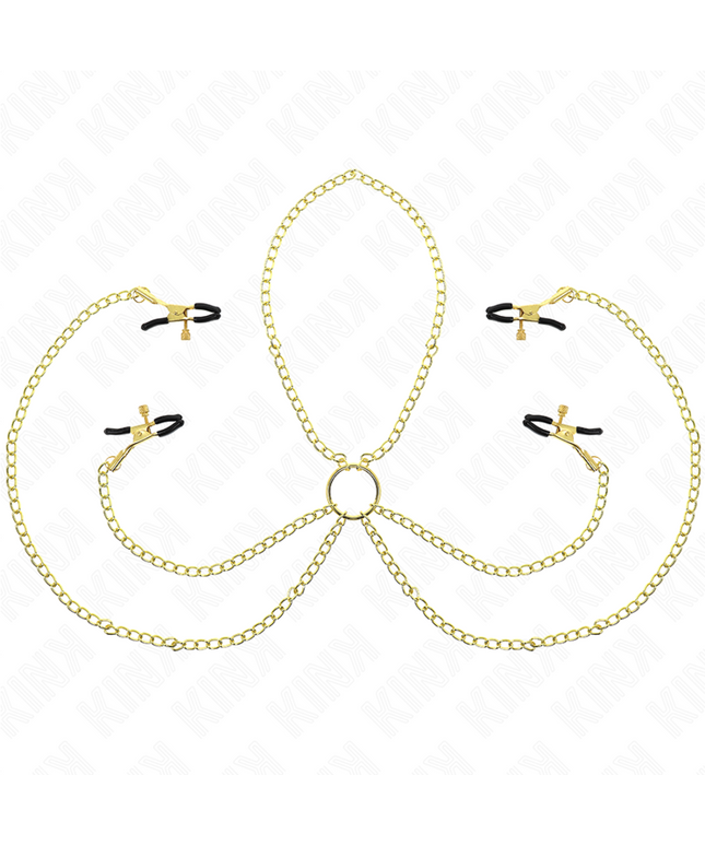 KINK - 4 MORSETTI PER CAPEZZOLI E CLIT REGOLABILI ORO