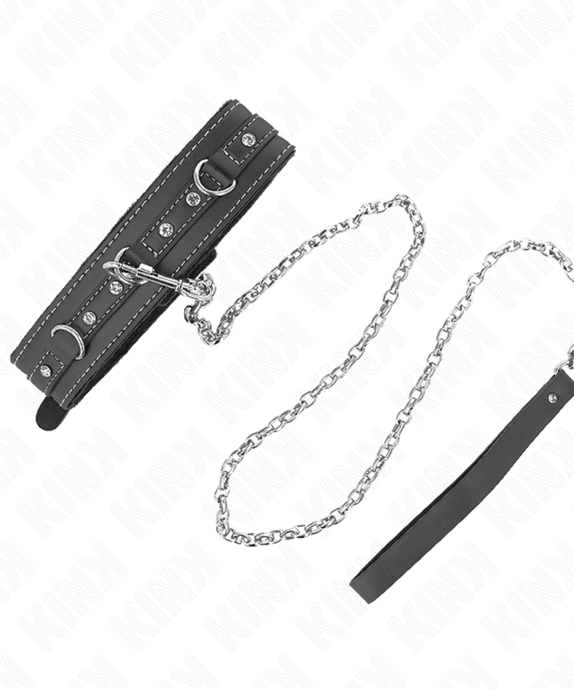 KINK - COLLANA IN PELLE PVC CON CINTURA 105 CM RIVETTO STRASS 41.5 X 4 CM