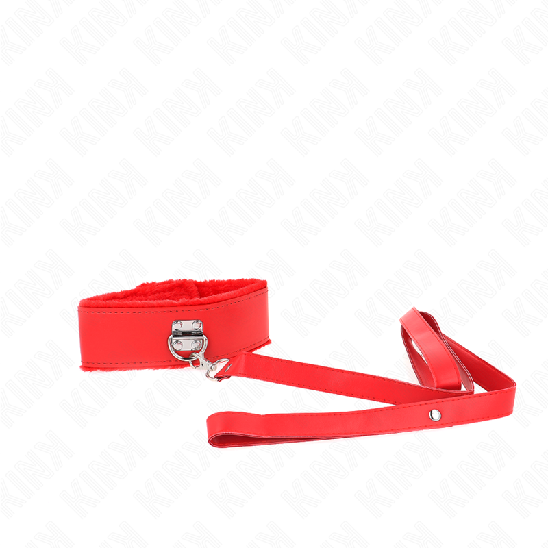 KINK - COLLANA CON GUINZAGLIO 116 CM CON BORCHIE IN ARGENTO MODELLO 4 ROSSO REGOLABILE 40-48 CM X 6 CM