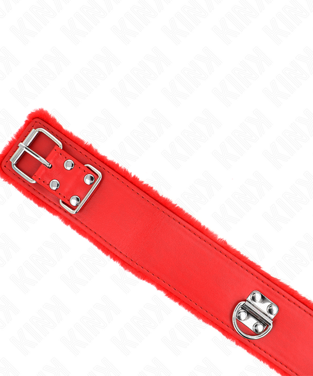 KINK - COLLANA CON GUINZAGLIO 116 CM CON BORCHIE IN ARGENTO MODELLO 4 ROSSO REGOLABILE 40-48 CM X 6 CM