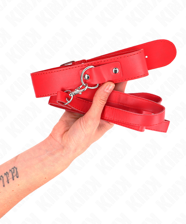KINK - COLLANA CON CINTURA 116 CM ROJO CINTURINO REGOLABILE 32-50 CM X 8 CM