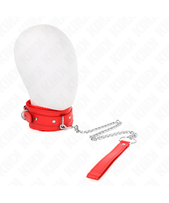 KINK - COLLARE CON GUINZAGLIO 65 CM CON RESTRIZIONI ROSSO 36-42 CM X 5,5 CM