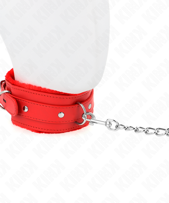 KINK - COLLARE CON GUINZAGLIO 65 CM CON RESTRIZIONI ROSSO 36-42 CM X 5,5 CM