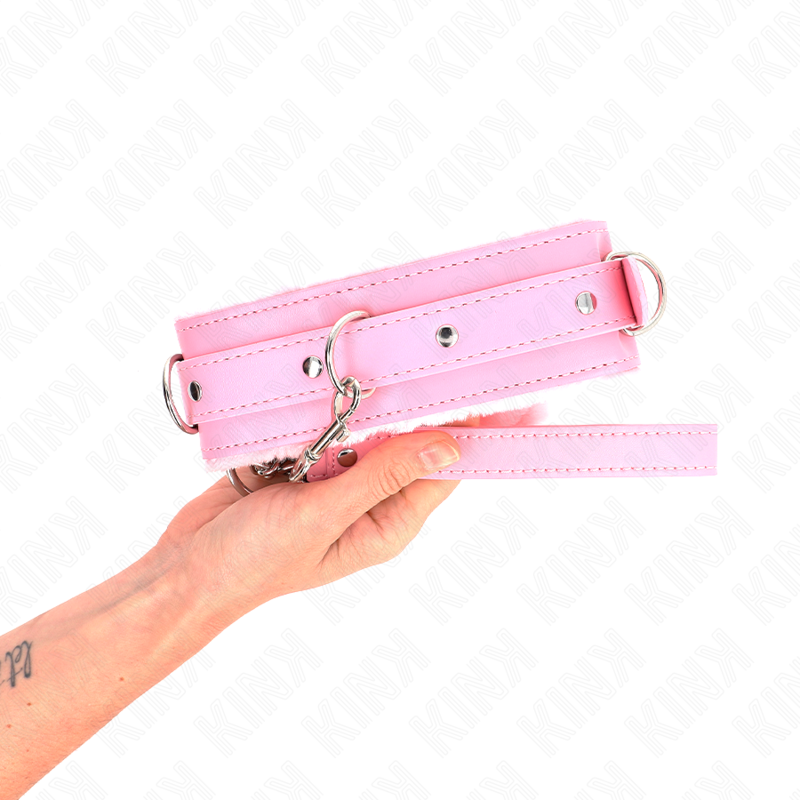 KINK - COLLARE CON GUINZAGLIO 65 CM CON RESTRIZIONI ROSA 36-42 CM X 5,5 CM