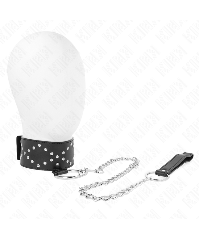 KINK - COLLANA 65 CM CON GUINZAGLIO CON BORCHIE ARGENTO MODELLO 3 REGOLABILE 36-43 CM X 5 CM