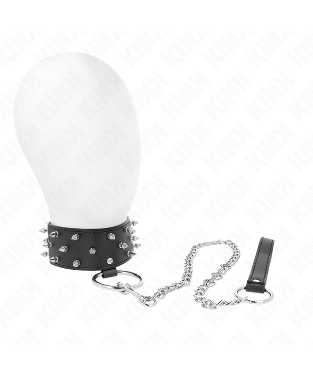 KINK - COLLANA CON GUINZAGLIO 65 CM CON BORCHIE IN ARGENTO MODELLO 5 REGOLABILE 36-43 CM X 5 CM