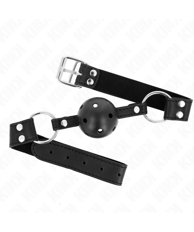KINK - BAVAGLIO SFERA TRASPIRANTE 4 CM CON DOPPIO RIVETTO MODELLO 1 NERO 62,5 x 2,5 CM REGOLABILE 42-58 CM