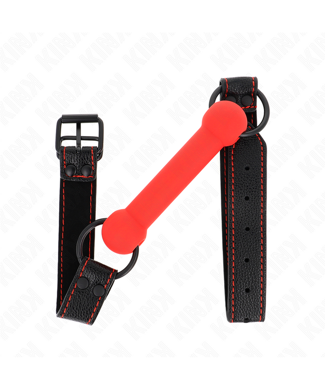KINK - BONE GAG CON CINTURINO IN SIMILPELLE ROSSO REGOLABILE 41-57 CM