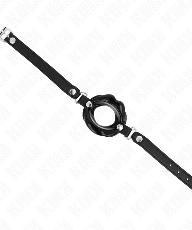 KINK - BAVAGLIO LIP 8 CM CON CINTURINO IN SIMILPELLE NERA 63 x 2 CM REGOLABILE 39-58 CM