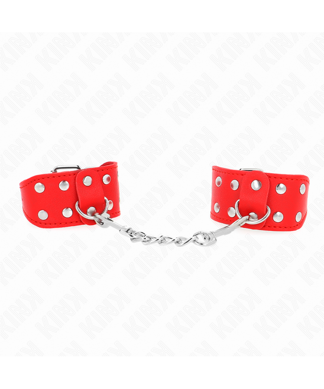 KINK - BRACCIALI CON DOPPIA LINEA DI BORCHIE REGOLABILI ROSSO