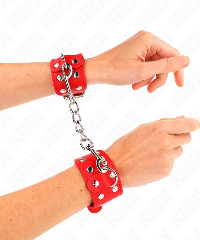 KINK - BRACCIALI CON DOPPIA LINEA DI BORCHIE REGOLABILI ROSSO