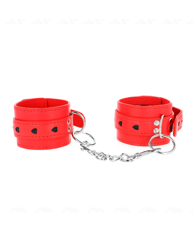 KINK - POLSO ROSSO CON INTARSIO A CUORE NERO REGOLABILE 21-28 CM X 5,5 CM