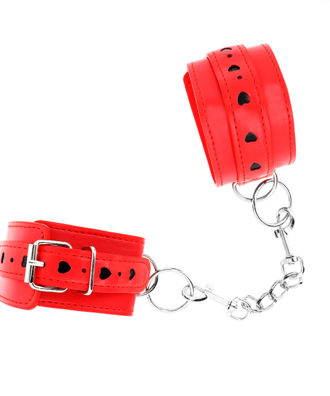 KINK - POLSO ROSSO CON INTARSIO A CUORE NERO REGOLABILE 21-28 CM X 5,5 CM