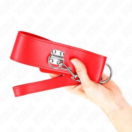 KINK - COLLANA CON CINTURA 65 CM CON LARGO CINTURINO ROSSO REGOLABILE 33,5-41 CM X 5 CM