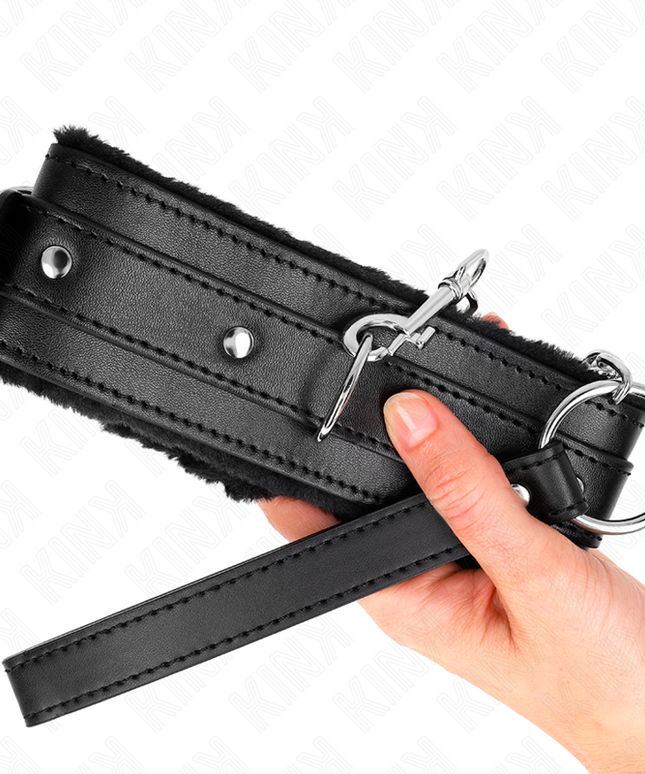 KINK - COLLARE CON GUINZAGLIO 65 CM CON RESTRIZIONI NERO 36-42 CM X 5,5 CM