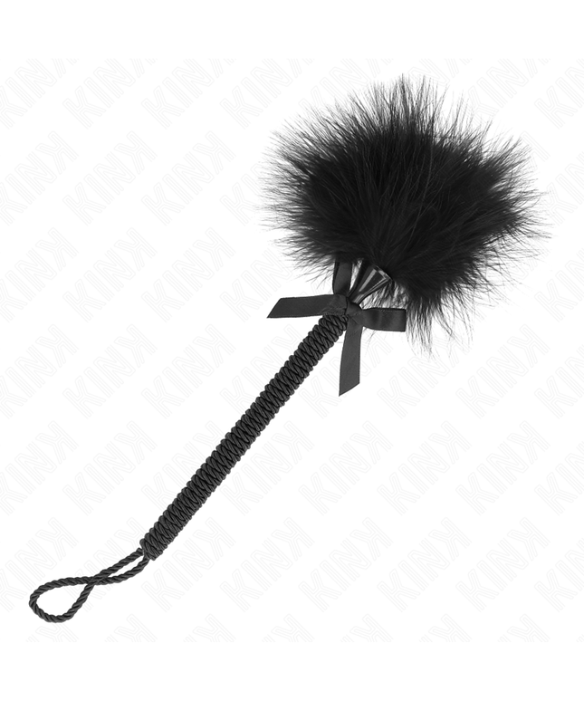 KINK - BACCHETTA IN CORDA DI NYLON CON PIUME TICKLE E FIOCCO NERO 25 CM
