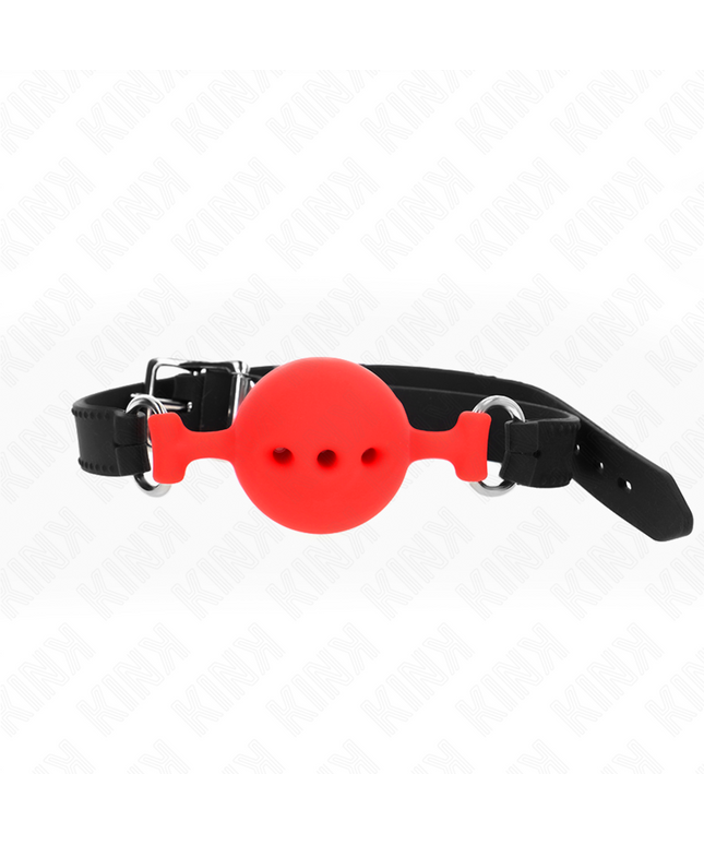 KINK - BAVAGLIO IN SILICONE INTERO 55 x 2 CM CON SFERA DA 4,5 CM MISURA M ROSSO REGOLABILE 35-51 CM