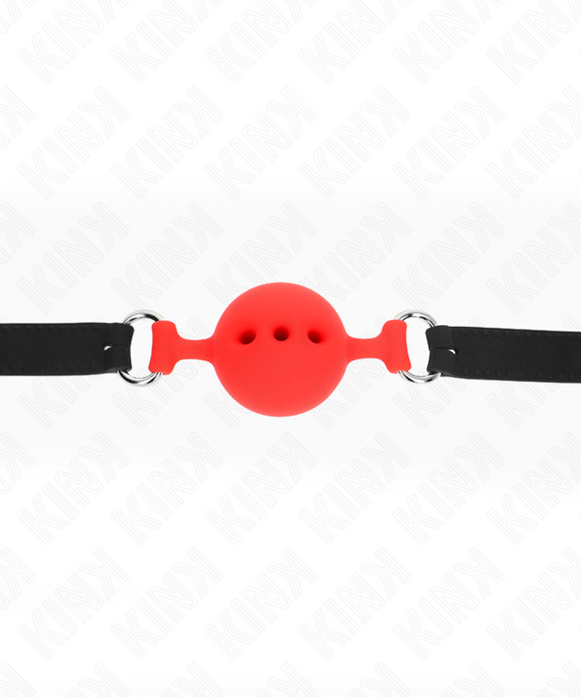 KINK - BAVAGLIO IN SILICONE INTERO 55 x 2 CM CON SFERA DA 4,5 CM MISURA M ROSSO REGOLABILE 35-51 CM