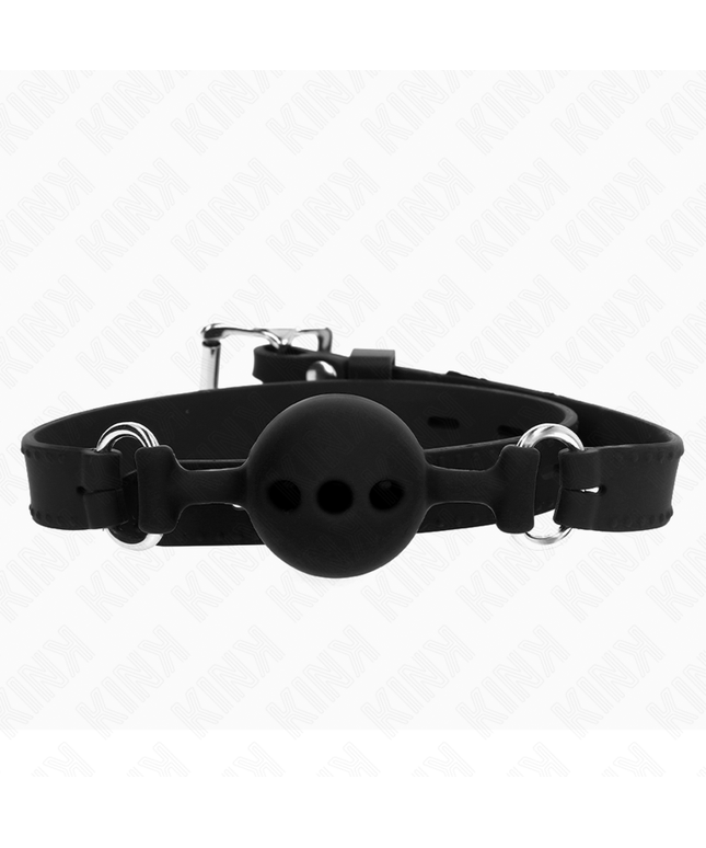 KINK - BAVAGLIO IN SILICONE INTERO 55 x 2 CM CON SFERA DA 4 CM MISURA S NERO REGOLABILE 35-51 CM